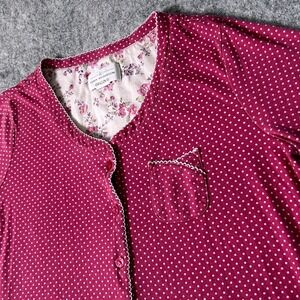 Karen Neuburger Encore Womens Cardigan Top Polka Dot Pink Floral Sleepwear M